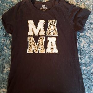 Woman’s  "MAMA" Leopard Graphic T-Shirt - Black
